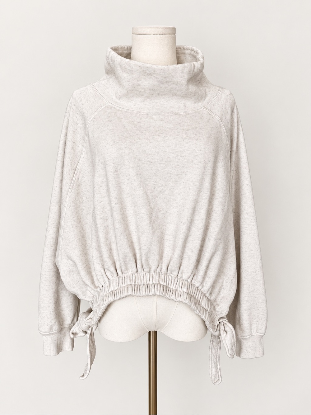 Daily Practice Anthropologie Oatmeal Funnel Neck Sweatshirt Side Tie Pullover